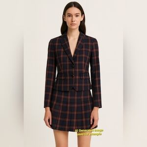 QMack 2pc Navy/Black/Red Plaid Blazer w/Matching Mini Pleated Skirt, Small